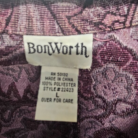 BonWorth Blazer Jacket Tapestry Purple Paisley Goth Retro L - Picture 5 of 7